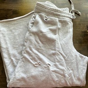 Womens aerie wide leg distressed sweats. XL
